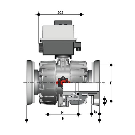 VKDOF - VKDOAF /CE 90-240 V AC - Vanne à boisseau sphérique à commande électrique DN 65:100