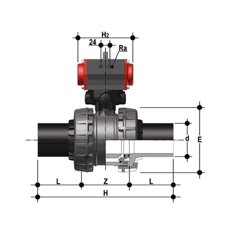 VXEBEV/CP NO - vanne à boisseau sphérique Easyfit à 2 voies à actionnement pneumatique DN 65:100