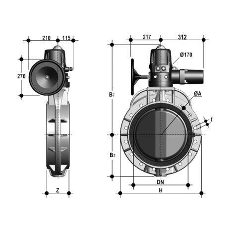FKOF/CE 24V AC/DC - Electrically actuated butterfly valve DN 350:400