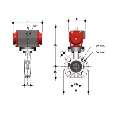FKOC/CP DA - Pneumatically actuated butterfly valve DN 40:65