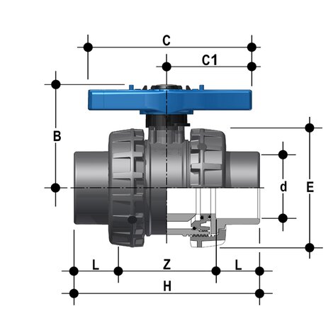 VEEJV - Easyfit 2-way ball valve DN 65:100