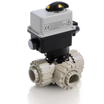 LKDIM/CE 24 V AC/DC - Electrically actuated DUAL BLOCK® 3-way ball valve DN 10:50