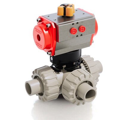 TKDDM/CP DA - Pneumatically actuated DUAL BLOCK® 3-way ball valve DN 10:50