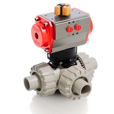 TKDDM/CP SA - Pneumatically actuated DUAL BLOCK® 3-way ball valve DN 10:50