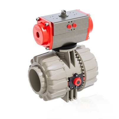 VKDIM/CP NC - Vanne à boisseau sphérique DUAL BLOCK® à 2 voies à commande pneumatique DN 65:100