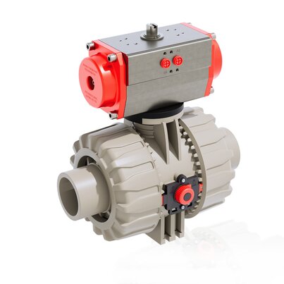 VKDDM/CP DA - Pneumatically actuated DUAL BLOCK® 2-way ball valve DN 65:100