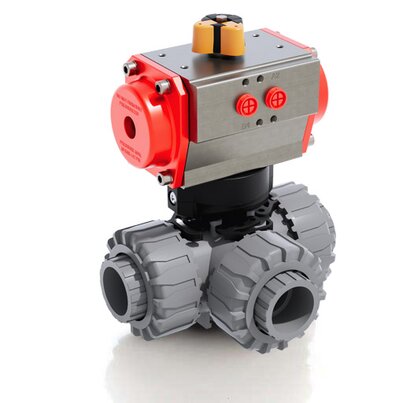LKDIC/CP SA - Pneumatically actuated DUAL BLOCK® 3-way ball valve DN 10:50