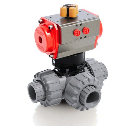 TKDNC/CP DA - Pneumatically actuated DUAL BLOCK® 3-way ball valve DN 10:50