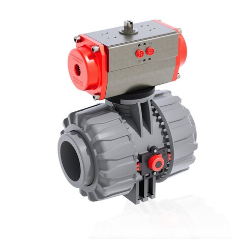 Render della valvola a sfera VKDAC CP-DA DN10:50 in PVC-C