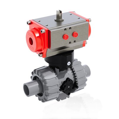 VKDDC/CP NC - Pneumatisch betätigter 2-Wege DUAL BLOCK® Kugelhahn DN 10:50