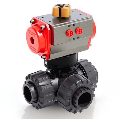 TKDIV/CP DA - Pneumatically actuated DUAL BLOCK® 3-way ball valve DN 10:50