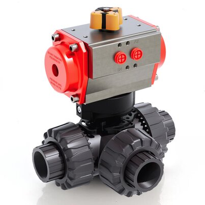 TKDNV/CP DA - Pneumatically actuated DUAL BLOCK® 3-way ball valve DN 10:50