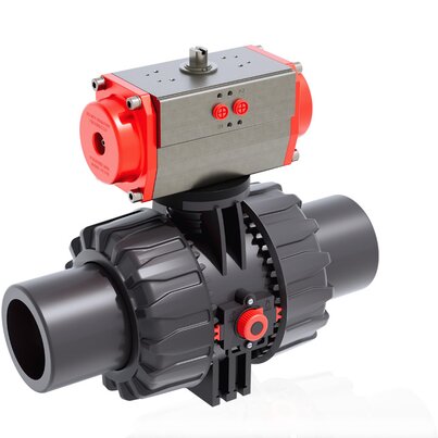 VKDJV/CP NC - Vanne à boisseau sphérique DUAL BLOCK® 2 voies à commande pneumatique DN 65:100