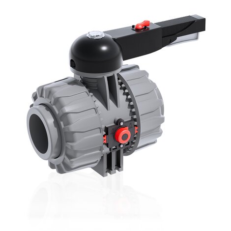 Render della valvola a sfera a 2 vie DUAL BLOCK® VKDNC - DN 65:100 in PVC-C