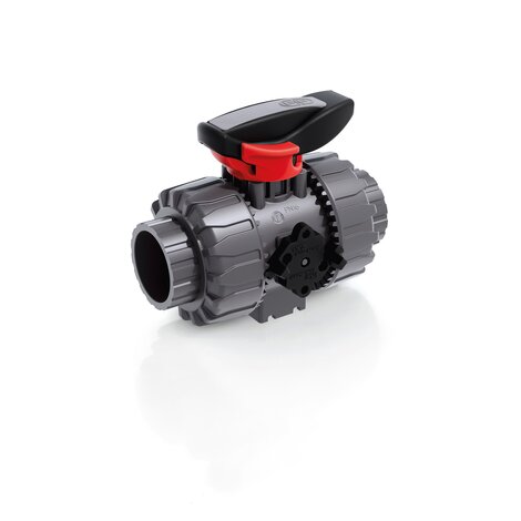 Render della valvola a sfera a 2 vie DUAL BLOCK® VKDIV/SHX - DN 10:50 in PVC-U