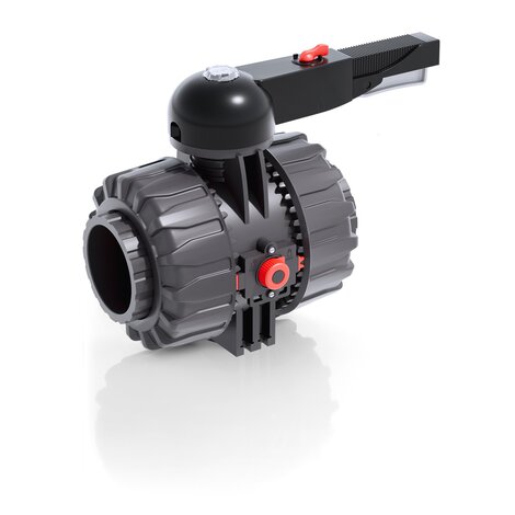 Render della valvola a sfera a 2 vie DUAL BLOCK® VKDLV - DN 65:100 in PVC-U