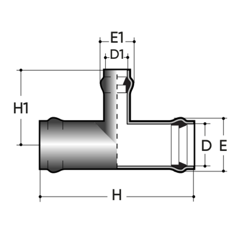 90° tee with reduced lead PN16