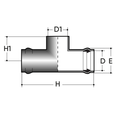 90° tee for PN10 gluing