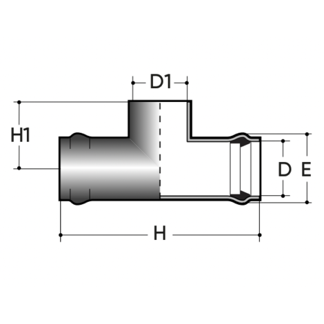 90° tee for PN10 gluing