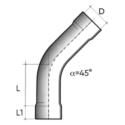 Coude thermoformé R=1,5D 45° F/F PN10