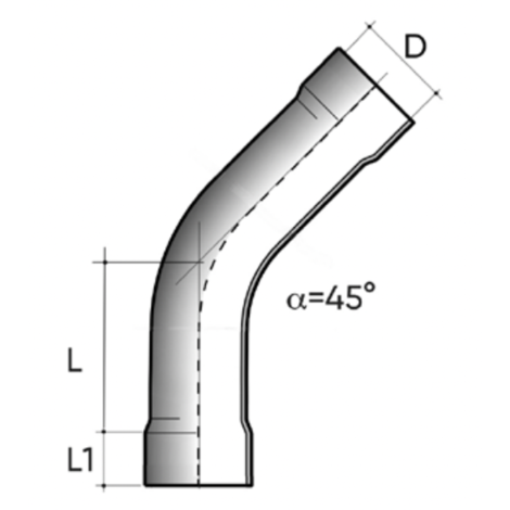 Thermoformed bend R=1.5D 45° F/F PN10