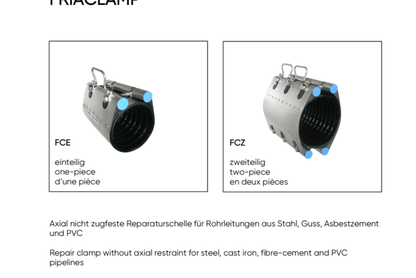 FRIACLAMP  Edelstahlreparaturschelle zweiteilig