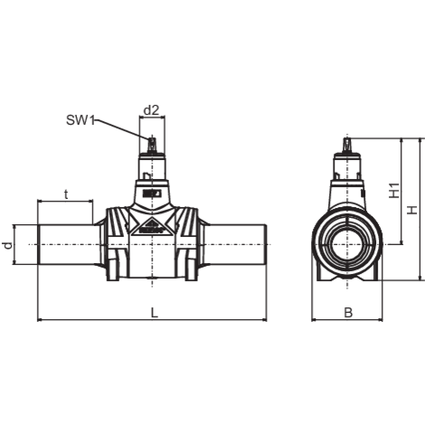 Vanne d'arrêt en PE sans perte de débit