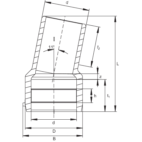 Elbow 11° with spigot, SDR 11