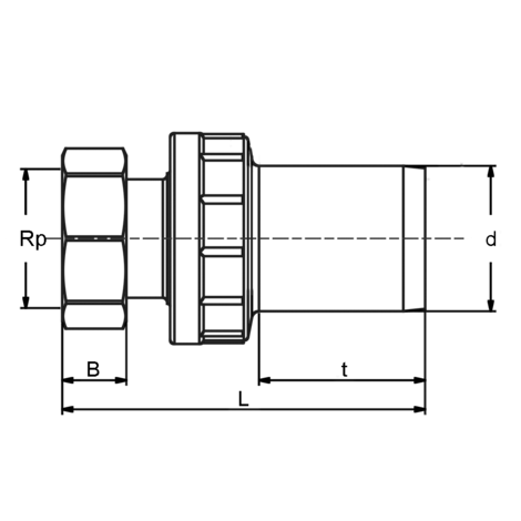Adaptateur universel de transition PE-HD/laiton avec écrou libre à filetage interne