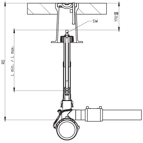 Betätigungsgestänge für Druckanbohrventile