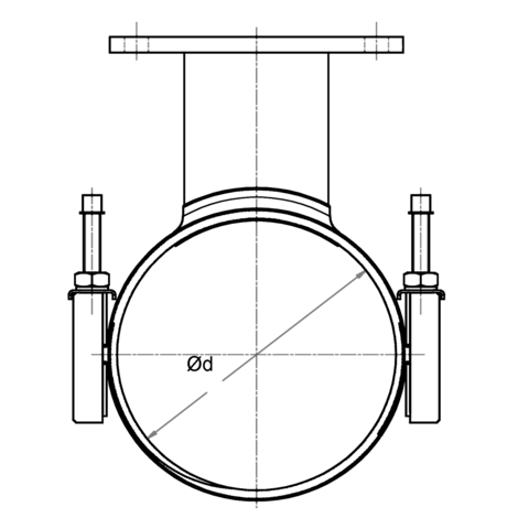 Edelstahlreparaturschelle mit Flanschabgang