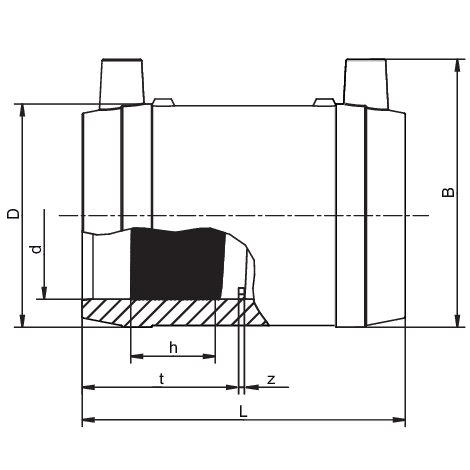 Muffe mit entfernbarem Anschlag, SDR 11